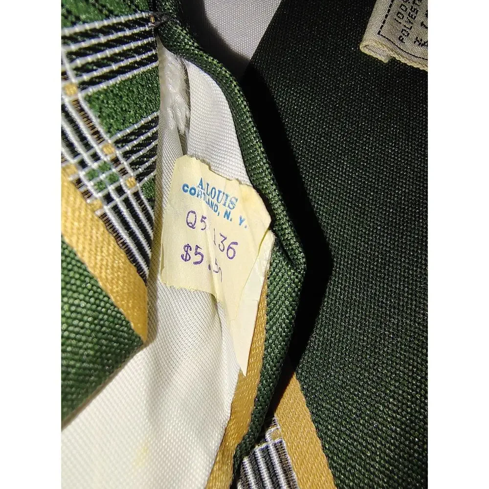 Vintage Polyester Dark Green Stripe Superba Necktie 1960s